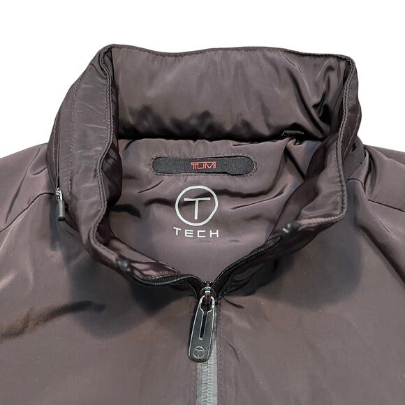 TECH by Tumi Brown Full-Zip Waterproof Hidden Hood Packable Jacket Mens Small - Picture 11 of 14